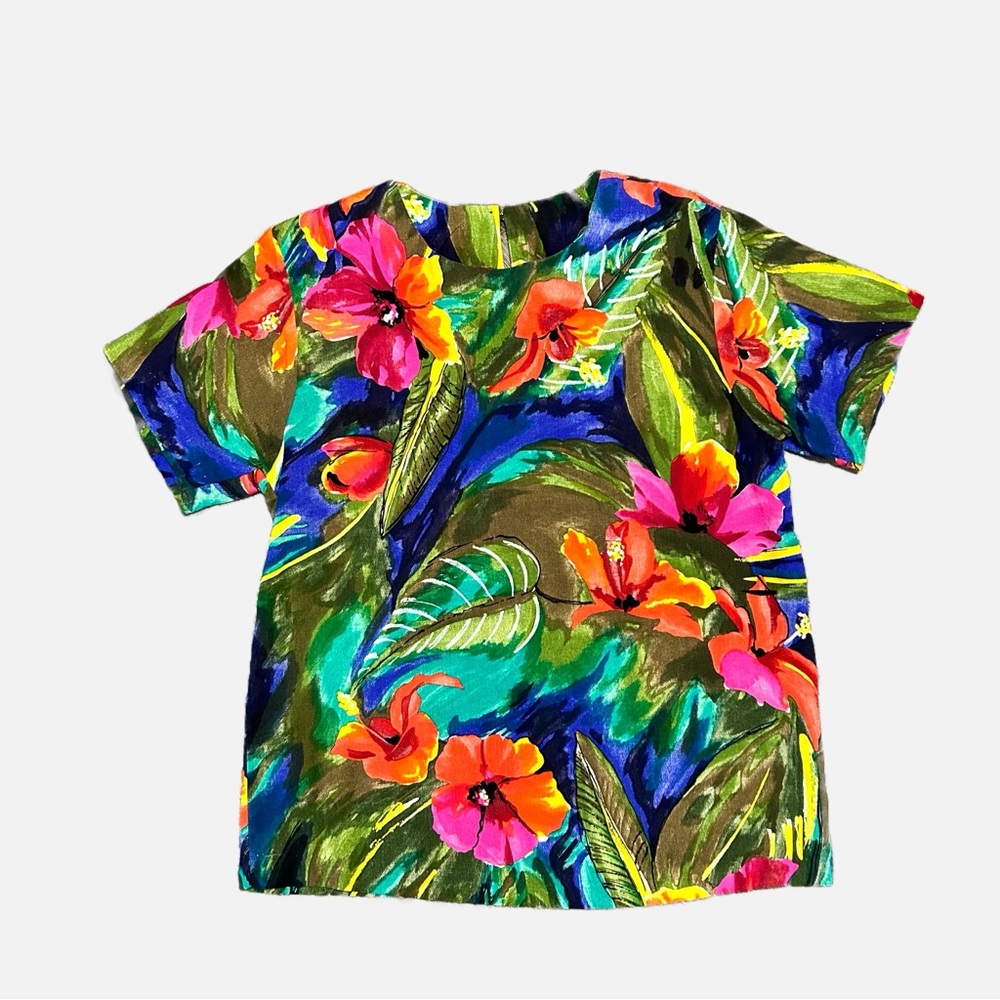 Vintage Christine David Tropical print blouse Medium
